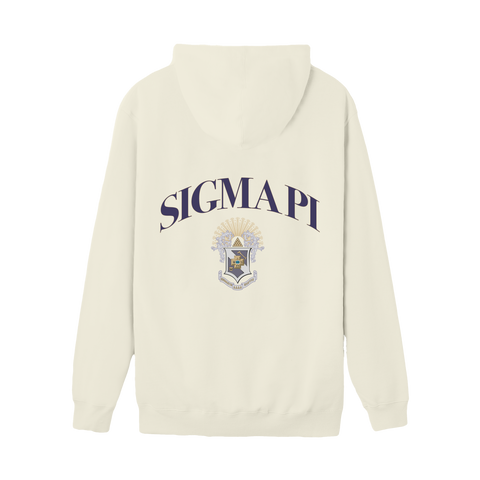 Crest Hoodie-Sigma Pi-M-cream, white