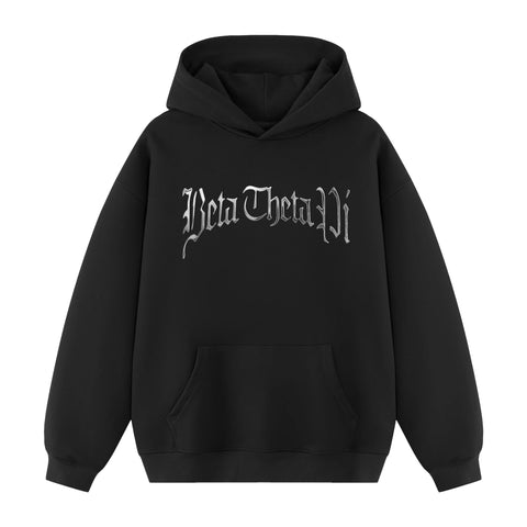 Forged Hoodie-Beta Theta Pi-M-black, chrome, metallic