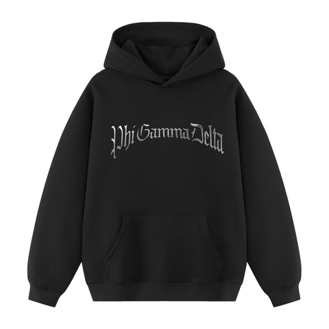 Forged Hoodie-Phi Gamma Delta-M-black, chrome, metallic