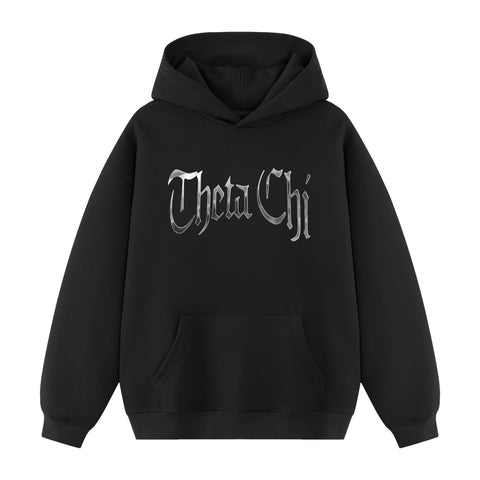 Forged Hoodie-Theta Chi-M-black, chrome, metallic