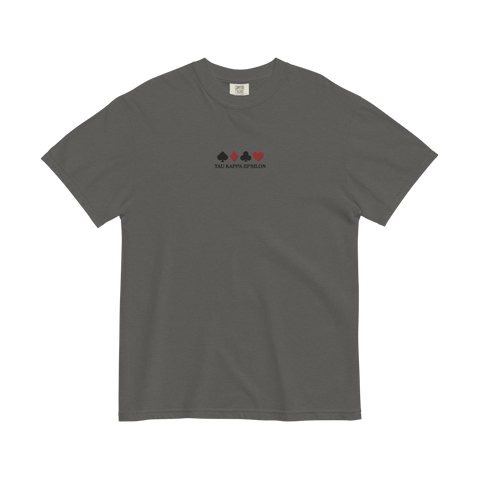 Suits Embroidered Tee-Tau Kappa Epsilon-M-black, gray