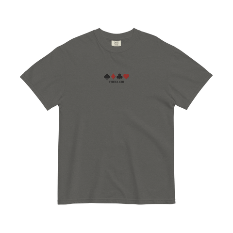 Suits Embroidered Tee-Theta Chi-M-black, gray