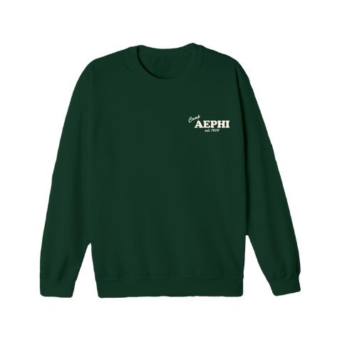 Greetings From Camp Crewneck-Alpha Epsilon Phi-M-green