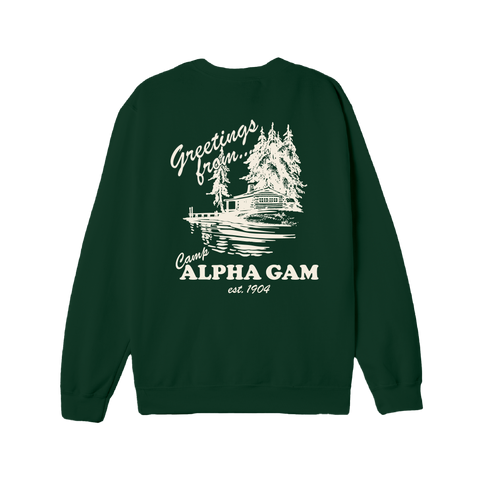 Greetings From Camp Crewneck-green