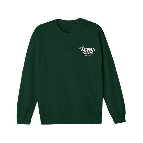 Greetings From Camp Crewneck-Alpha Gamma Delta-M-green