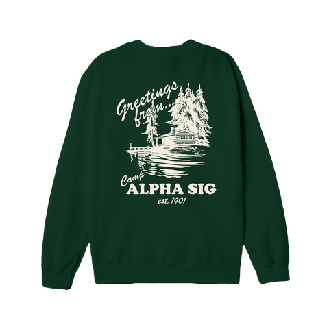 Greetings From Camp Crewneck-green