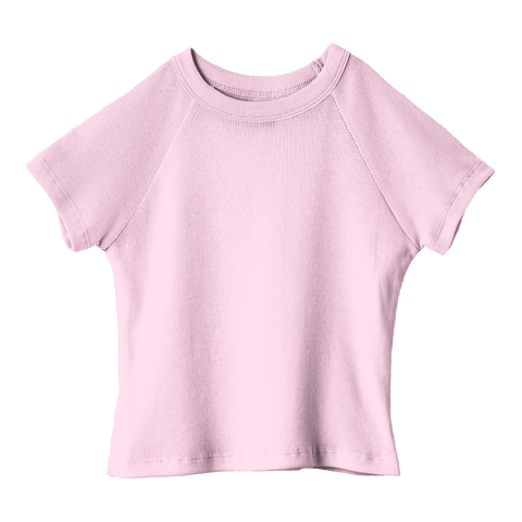 Newport Tee, cropped fitted raglan baby tee in BB Blush color