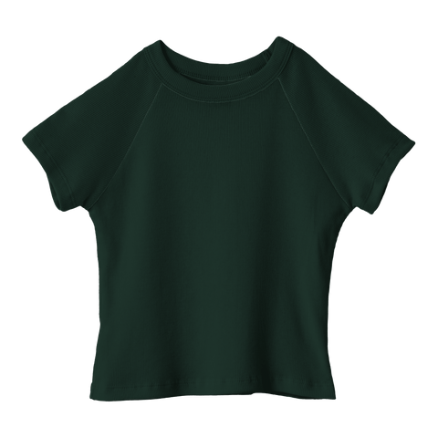 Newport Tee, cropped fitted raglan baby tee in Camp Cutie color