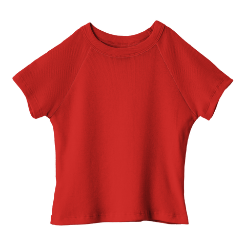 Newport Tee, cropped fitted raglan baby tee in Cherry Whisper color