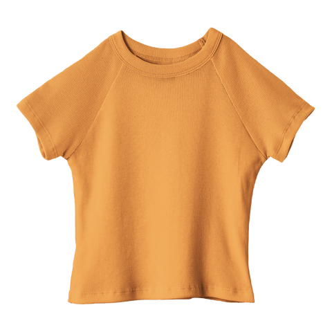 Newport Tee, cropped fitted raglan baby tee in Healing Light color