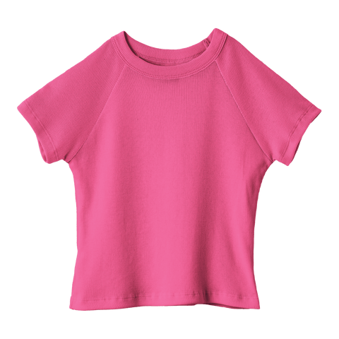 Newport Tee, cropped fitted raglan baby tee in Pinki Minaj color