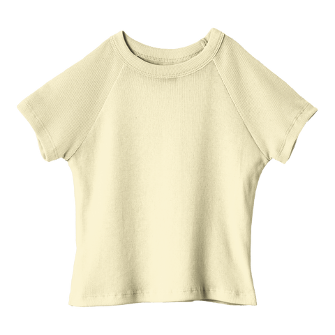 Newport Tee, cropped fitted raglan baby tee in Sandy Chic color