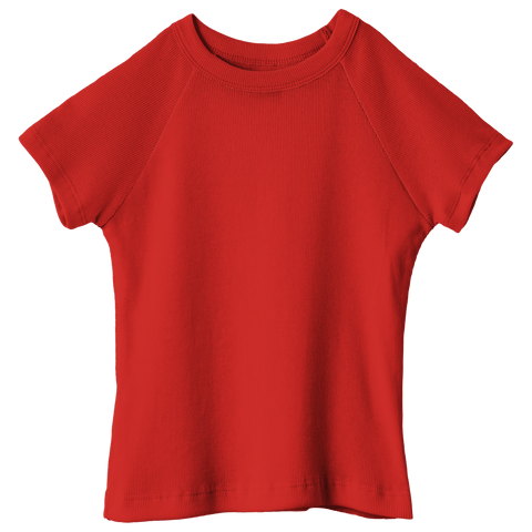 Newport Tee, full-length fitted raglan baby tee in Cherry Whisper color