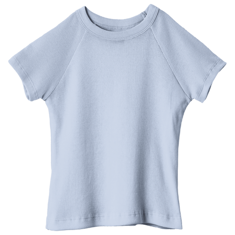 Newport Tee, full-length fitted raglan baby tee in Healing Angelite color