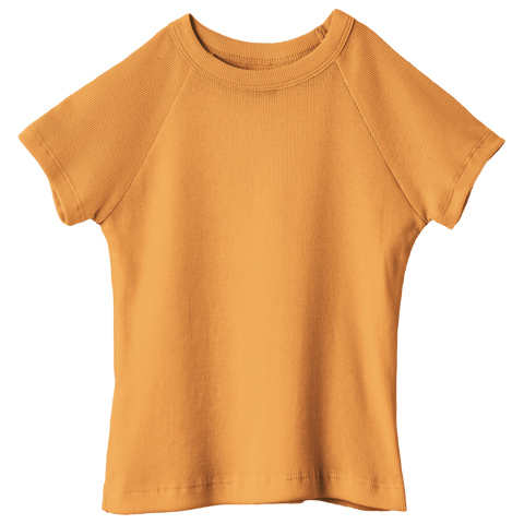 Newport Tee, full-length fitted raglan baby tee in Healing Light color