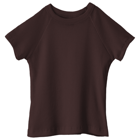 Newport Tee, full-length fitted raglan baby tee in Latte Love color