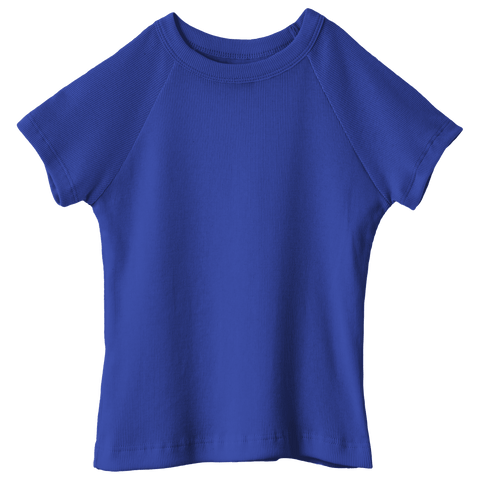 Newport Tee, full-length fitted raglan baby tee in Lazuli Lover color