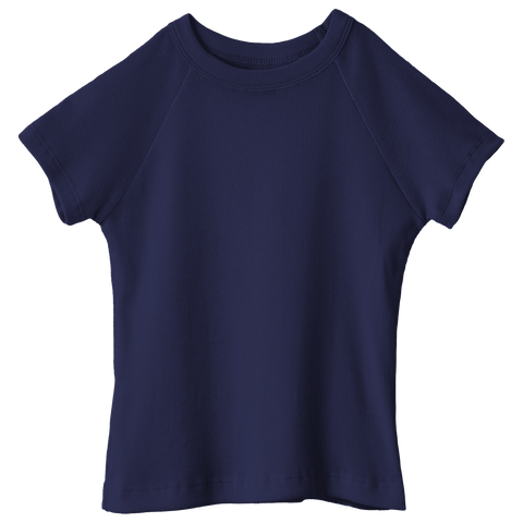 Newport Tee, full-length fitted raglan baby tee in Midnight Chic color