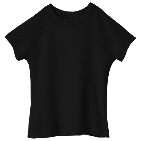 Newport Tee, full-length fitted raglan baby tee in Onyx Black color