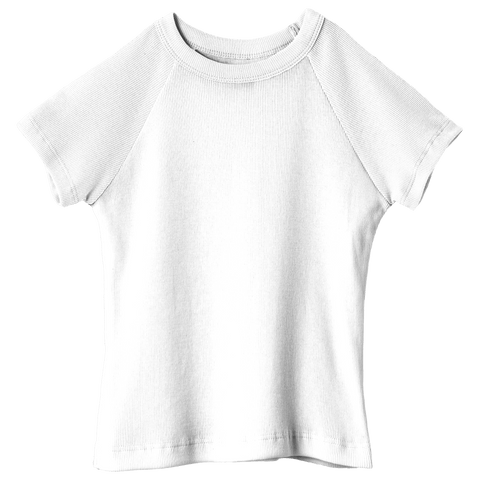 Newport Tee, full-length fitted raglan baby tee in Opal White color