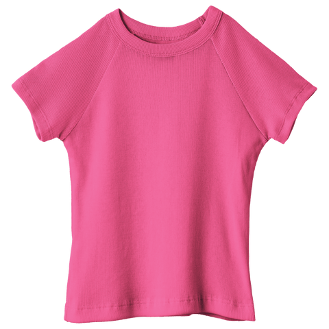 Newport Tee, full-length fitted raglan baby tee in Pinki Minaj color