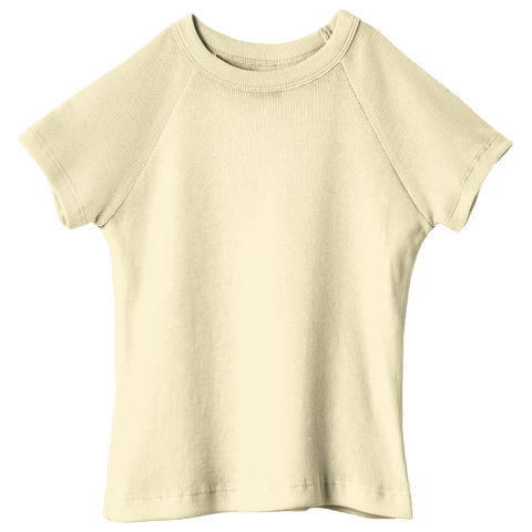 Newport Tee, full-length fitted raglan baby tee in Sandy Chic color