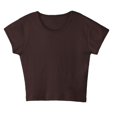 Venice Tee, cropped fitted cap sleeve baby tee in Latte Love color