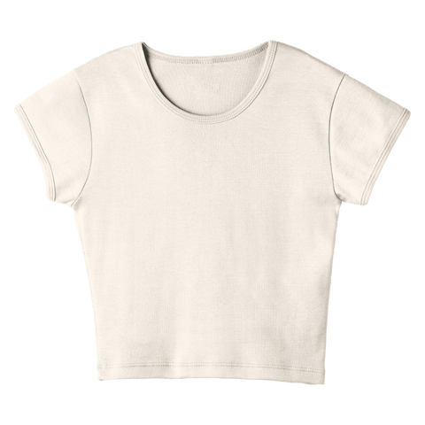 Venice Tee, cropped fitted cap sleeve baby tee in Oat Milk Please color