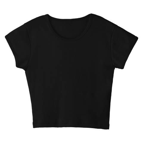 Venice Tee, cropped fitted cap sleeve baby tee in Onyx Black color