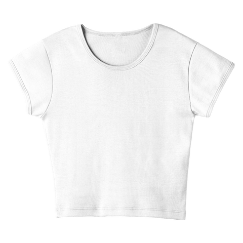 Venice Tee, cropped fitted cap sleeve baby tee in Opal White color