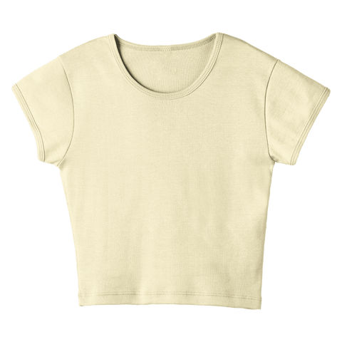 Venice Tee, cropped fitted cap sleeve baby tee in Sandy Chic color