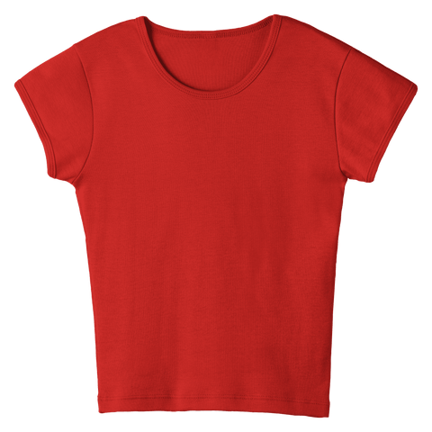 Venice Tee, full-length fitted cap sleeve baby tee in Cherry Whisper color