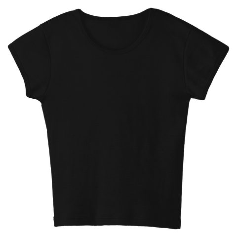 Venice Tee, full-length fitted cap sleeve baby tee in Onyx Black color