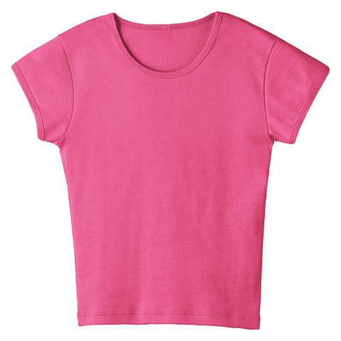 Venice Tee, full-length fitted cap sleeve baby tee in Pinki Minaj color