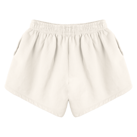 Miami Shorts, custom mid-rise fleece sweat shorts in Oat Milk Please color