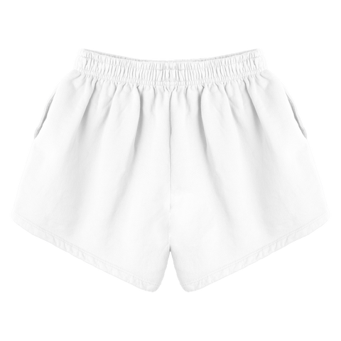 Miami Shorts, custom mid-rise fleece sweat shorts in Opal White color