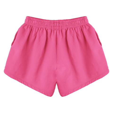 Miami Shorts, custom mid-rise fleece sweat shorts in Pinki Minaj color