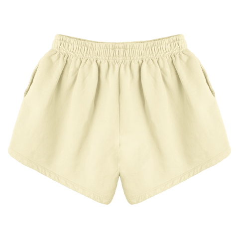 Miami Shorts, custom mid-rise fleece sweat shorts in Sandy Chic color