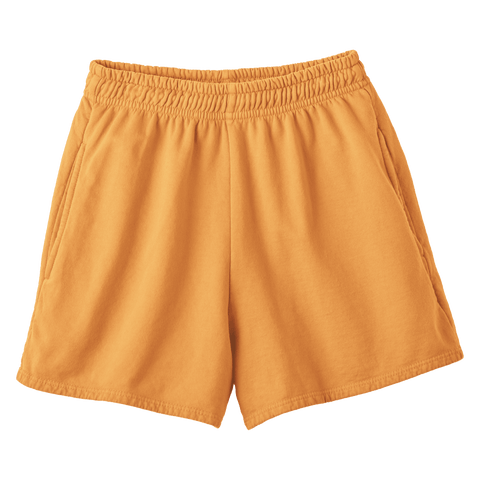 San Clemente Shorts, custom high-rise fleece sweat shorts in Healing Light color