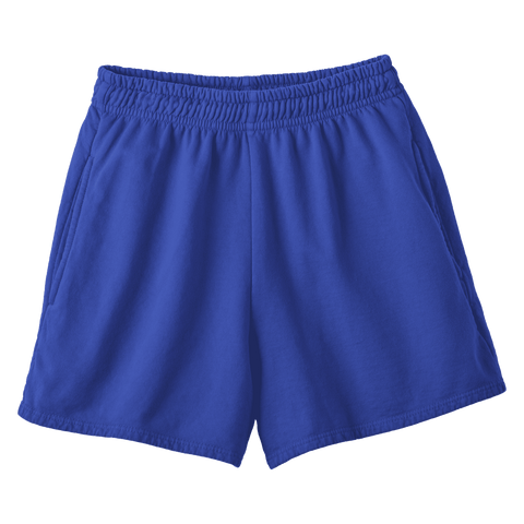 San Clemente Shorts, custom high-rise fleece sweat shorts in Lazuli Lover color