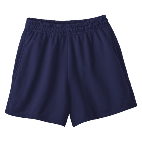 San Clemente Shorts, custom high-rise fleece sweat shorts in Midnight Chic color