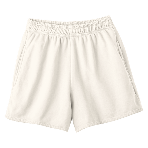 San Clemente Shorts, custom high-rise fleece sweat shorts in Oat Milk Please color