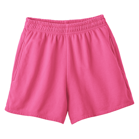 San Clemente Shorts, custom high-rise fleece sweat shorts in Pinki Minaj color