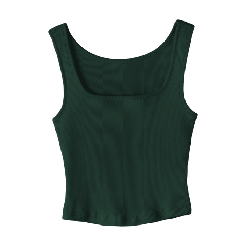 Amelia Tank, custom cropped fitted tank top with square neck in Camp Cutie color