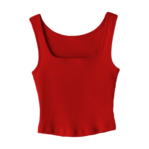 Amelia Tank, custom cropped fitted tank top with square neck in Cherry Whisper color