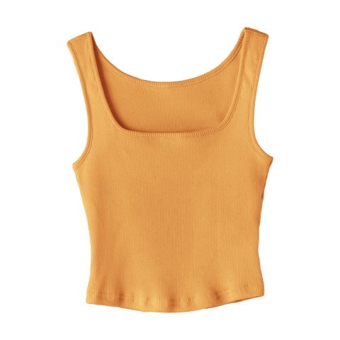 Amelia Tank, custom cropped fitted tank top with square neck in Healing Light color