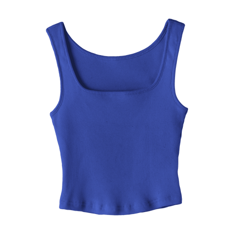 Amelia Tank, custom cropped fitted tank top with square neck in Lazuli Lover color