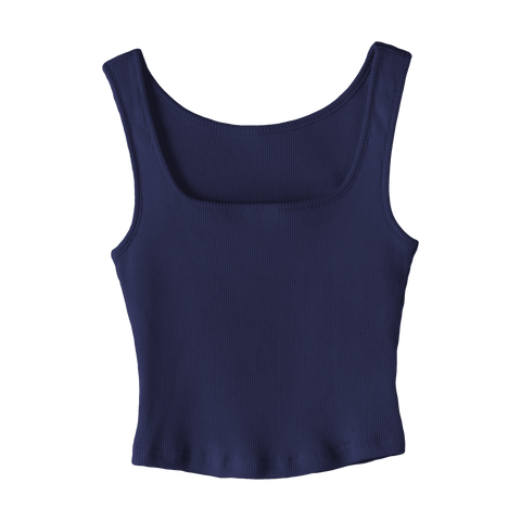 Amelia Tank, custom cropped fitted tank top with square neck in Midnight Chic color