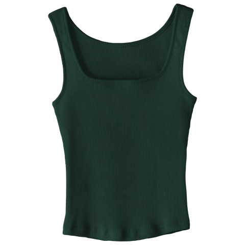 Amelia Tank, custom full-length fitted tank top with square neck in Camp Cutie color