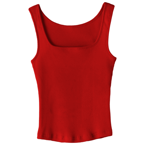 Amelia Tank, custom full-length fitted tank top with square neck in Cherry Whisper color